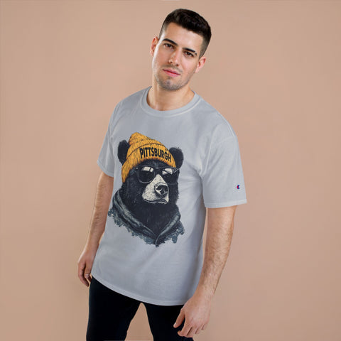 Pittsburgh Bear Champion T-Shirt - Classic Fit Unisex Cotton Tee T-Shirt - YinzerShop