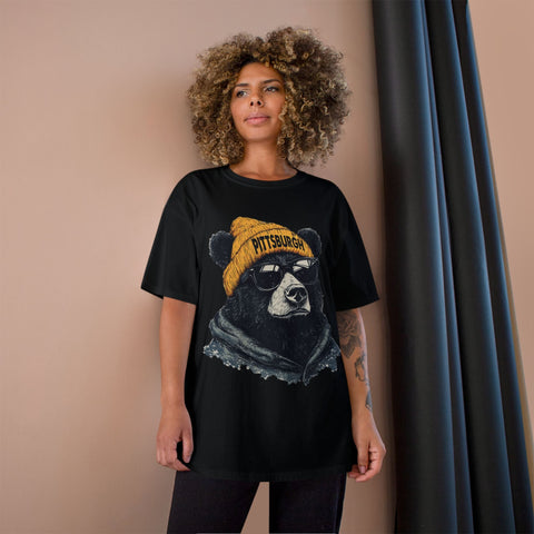 Pittsburgh Bear Champion T-Shirt - Classic Fit Unisex Cotton Tee T-Shirt - YinzerShop