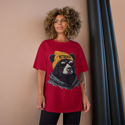 Pittsburgh Bear Champion T-Shirt - Classic Fit Unisex Cotton Tee T-Shirt - YinzerShop