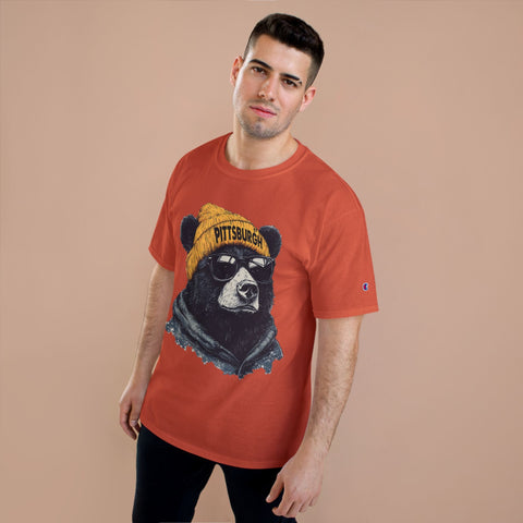 Pittsburgh Bear Champion T-Shirt - Classic Fit Unisex Cotton Tee T-Shirt - YinzerShop