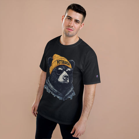 Pittsburgh Bear Champion T-Shirt - Classic Fit Unisex Cotton Tee T-Shirt - YinzerShop