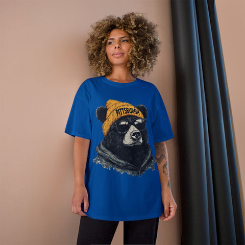 Pittsburgh Bear Champion T-Shirt - Classic Fit Unisex Cotton Tee T-Shirt - YinzerShop