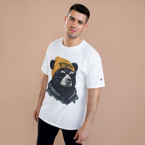 Pittsburgh Bear Champion T-Shirt - Classic Fit Unisex Cotton Tee T-Shirt - YinzerShop