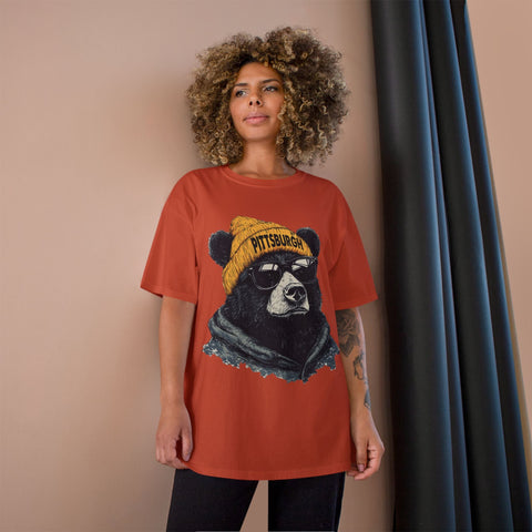 Pittsburgh Bear Champion T-Shirt - Classic Fit Unisex Cotton Tee T-Shirt - YinzerShop