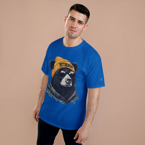Pittsburgh Bear Champion T-Shirt - Classic Fit Unisex Cotton Tee T-Shirt - YinzerShop