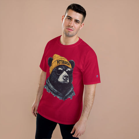 Pittsburgh Bear Champion T-Shirt - Classic Fit Unisex Cotton Tee T-Shirt - YinzerShop