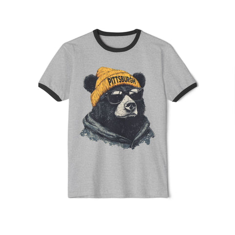 Pittsburgh Bear - Unisex Cotton Ringer T-Shirt T-Shirt - YinzerShop