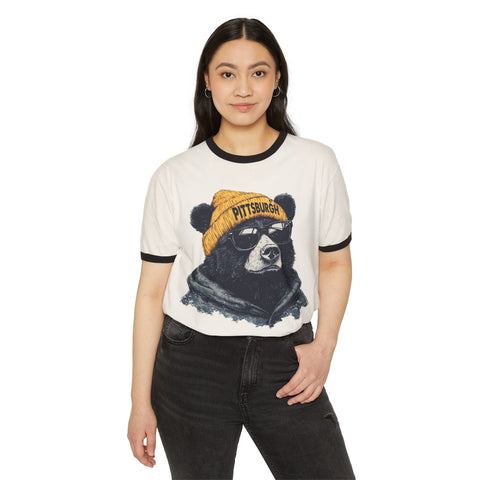 Pittsburgh Bear - Unisex Cotton Ringer T-Shirt T-Shirt - YinzerShop