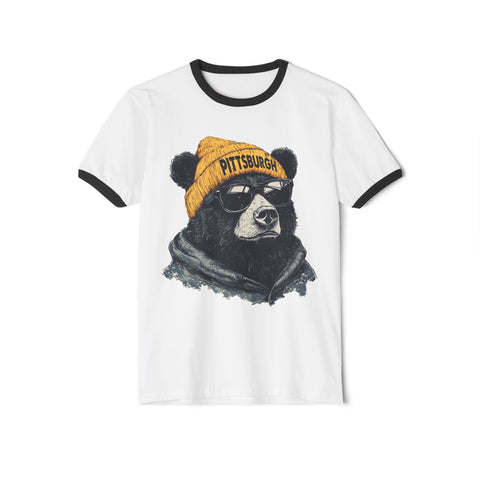 Pittsburgh Bear - Unisex Cotton Ringer T-Shirt T-Shirt - YinzerShop