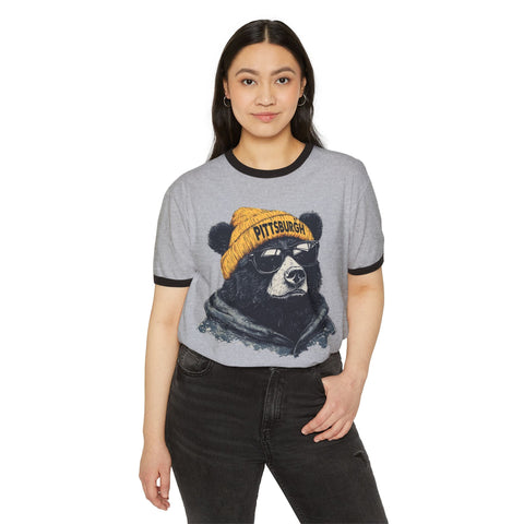 Pittsburgh Bear - Unisex Cotton Ringer T-Shirt T-Shirt - YinzerShop