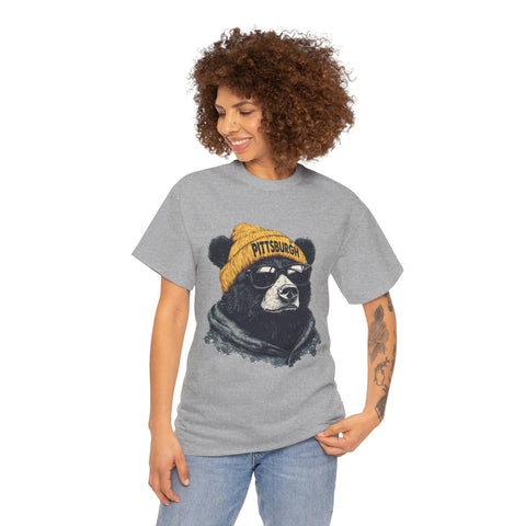 Pittsburgh Bear - Unisex Heavy Cotton Tee T-Shirt - YinzerShop