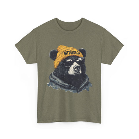 Pittsburgh Bear - Unisex Heavy Cotton Tee T-Shirt - YinzerShop