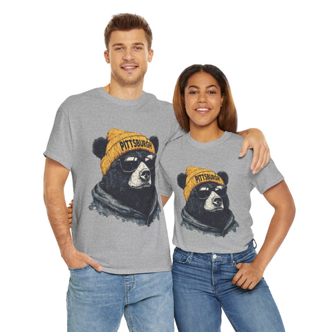 Pittsburgh Bear - Unisex Heavy Cotton Tee T-Shirt - YinzerShop