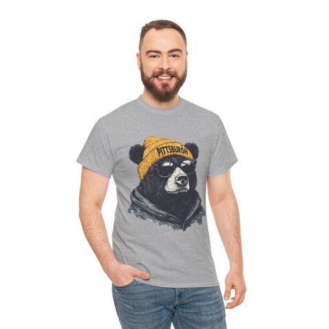 Pittsburgh Bear - Unisex Heavy Cotton Tee T-Shirt - YinzerShop