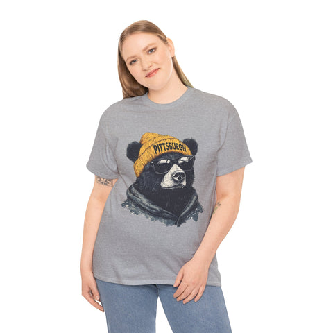Pittsburgh Bear - Unisex Heavy Cotton Tee T-Shirt - YinzerShop