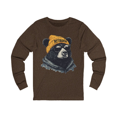 Pittsburgh Bear - Unisex Long Sleeve Tee Long Sleeve Shirt - YinzerShop
