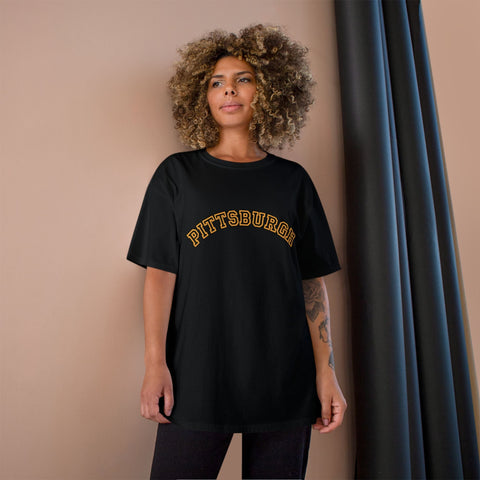 Pittsburgh Block Letters - Champion T-Shirt T-Shirt - YinzerShop