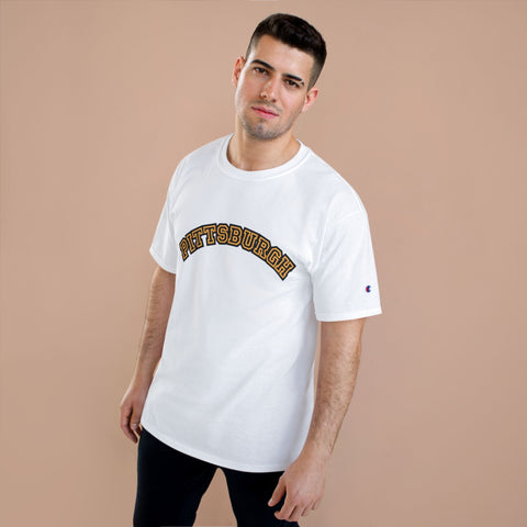 Pittsburgh Block Letters - Champion T-Shirt T-Shirt - YinzerShop