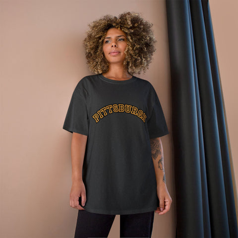 Pittsburgh Block Letters - Champion T-Shirt T-Shirt - YinzerShop
