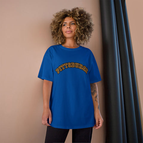 Pittsburgh Block Letters - Champion T-Shirt T-Shirt - YinzerShop