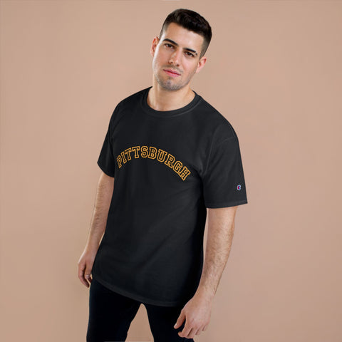 Pittsburgh Block Letters - Champion T-Shirt T-Shirt - YinzerShop