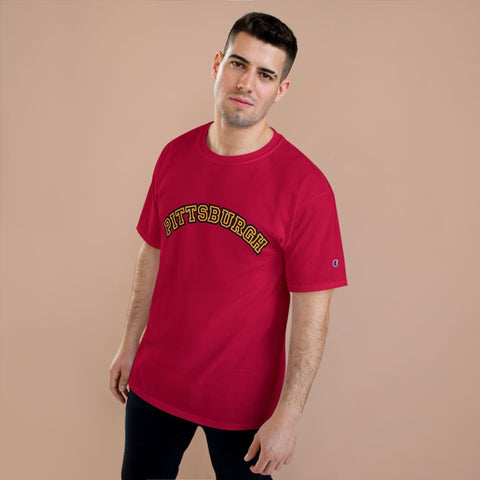Pittsburgh Block Letters - Champion T-Shirt T-Shirt - YinzerShop