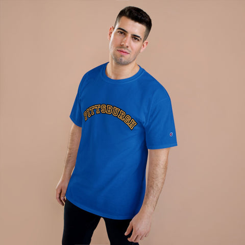 Pittsburgh Block Letters - Champion T-Shirt T-Shirt - YinzerShop