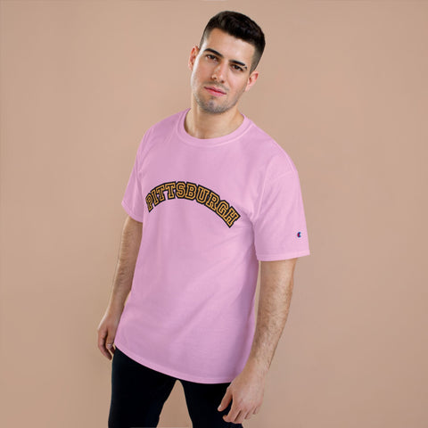 Pittsburgh Block Letters - Champion T-Shirt T-Shirt - YinzerShop