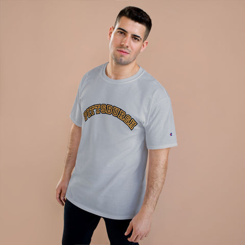 Pittsburgh Block Letters - Champion T-Shirt T-Shirt - YinzerShop