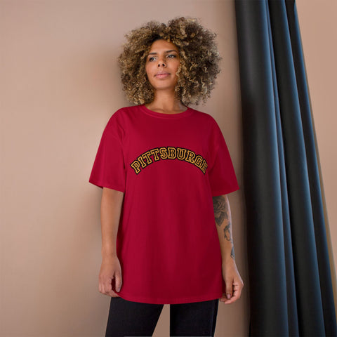 Pittsburgh Block Letters - Champion T-Shirt T-Shirt - YinzerShop