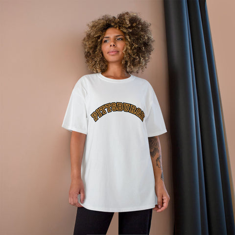 Pittsburgh Block Letters - Champion T-Shirt T-Shirt - YinzerShop