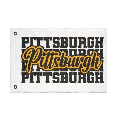 Pittsburgh Block Letters - Double Sided Flag Home Decor - YinzerShop
