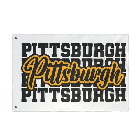 Pittsburgh Block Letters - Double Sided Flag Home Decor - YinzerShop