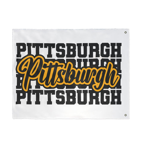 Pittsburgh Block Letters - Double Sided Flag Home Decor - YinzerShop