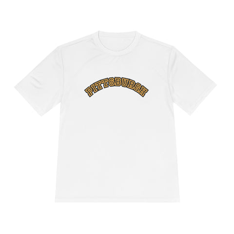 Pittsburgh Block Letters - Sport-Tek Unisex Moisture Wicking Tee T-Shirt - YinzerShop