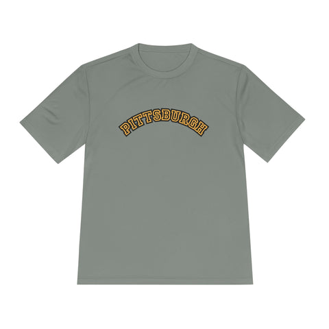 Pittsburgh Block Letters - Sport-Tek Unisex Moisture Wicking Tee T-Shirt - YinzerShop