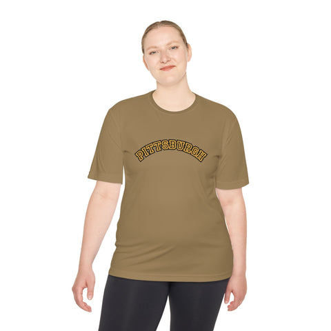 Pittsburgh Block Letters - Sport-Tek Unisex Moisture Wicking Tee T-Shirt - YinzerShop