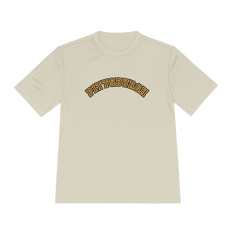 Pittsburgh Block Letters - Sport-Tek Unisex Moisture Wicking Tee T-Shirt - YinzerShop