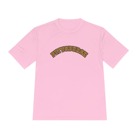 Pittsburgh Block Letters - Sport-Tek Unisex Moisture Wicking Tee T-Shirt - YinzerShop