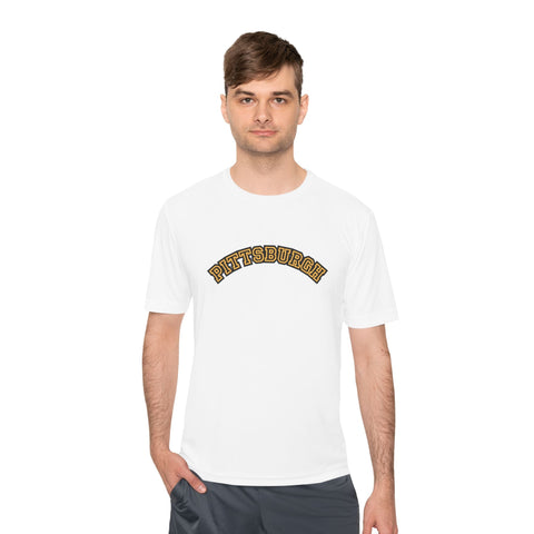 Pittsburgh Block Letters - Sport-Tek Unisex Moisture Wicking Tee T-Shirt - YinzerShop