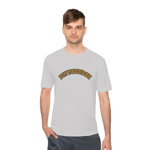 Pittsburgh Block Letters - Sport-Tek Unisex Moisture Wicking Tee T-Shirt - YinzerShop
