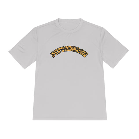Pittsburgh Block Letters - Sport-Tek Unisex Moisture Wicking Tee T-Shirt - YinzerShop