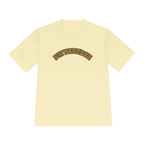 Pittsburgh Block Letters - Sport-Tek Unisex Moisture Wicking Tee T-Shirt - YinzerShop