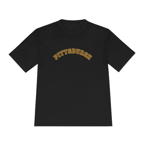 Pittsburgh Block Letters - Sport-Tek Unisex Moisture Wicking Tee T-Shirt - YinzerShop