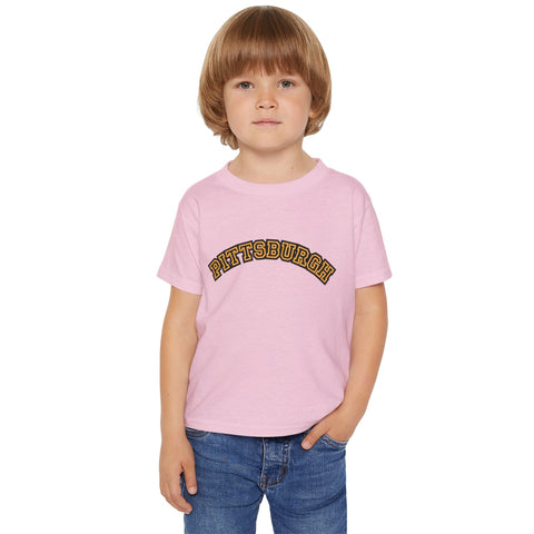 Pittsburgh Block Letters - Toddler T-Shirt Kids Apparel - YinzerShop
