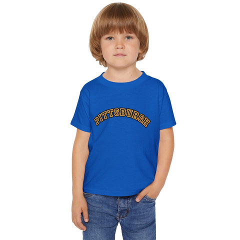 Pittsburgh Block Letters - Toddler T-Shirt Kids Apparel - YinzerShop