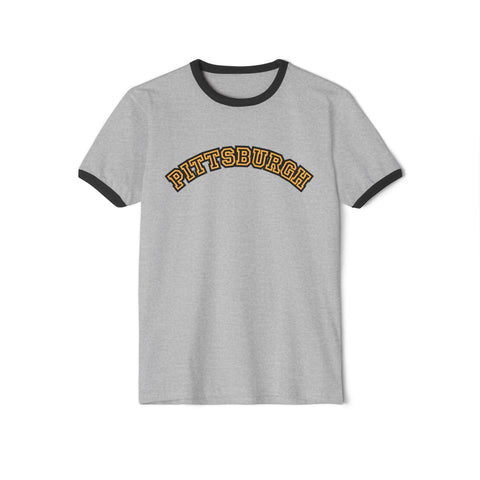 Pittsburgh Block Letters - Unisex Cotton Ringer T-Shirt T-Shirt - YinzerShop