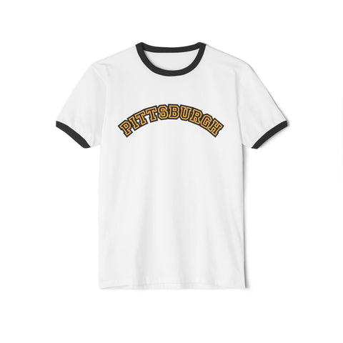 Pittsburgh Block Letters - Unisex Cotton Ringer T-Shirt T-Shirt - YinzerShop