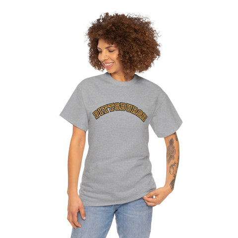 Pittsburgh Block Letters - Unisex Heavy Cotton Tee T-Shirt - YinzerShop
