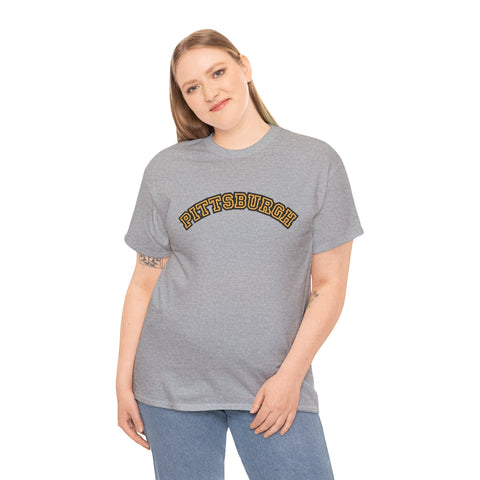 Pittsburgh Block Letters - Unisex Heavy Cotton Tee T-Shirt - YinzerShop